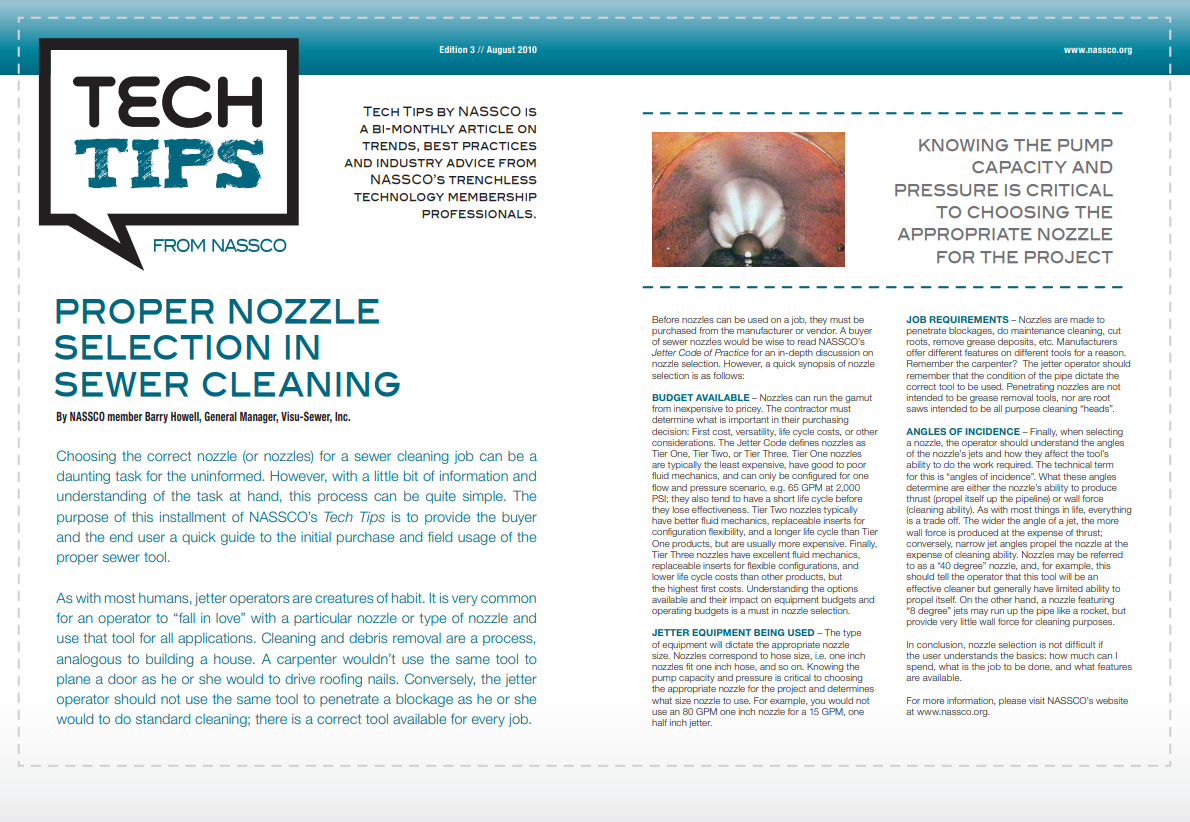 Proper Nozzle Selection in Sewer Cleaning