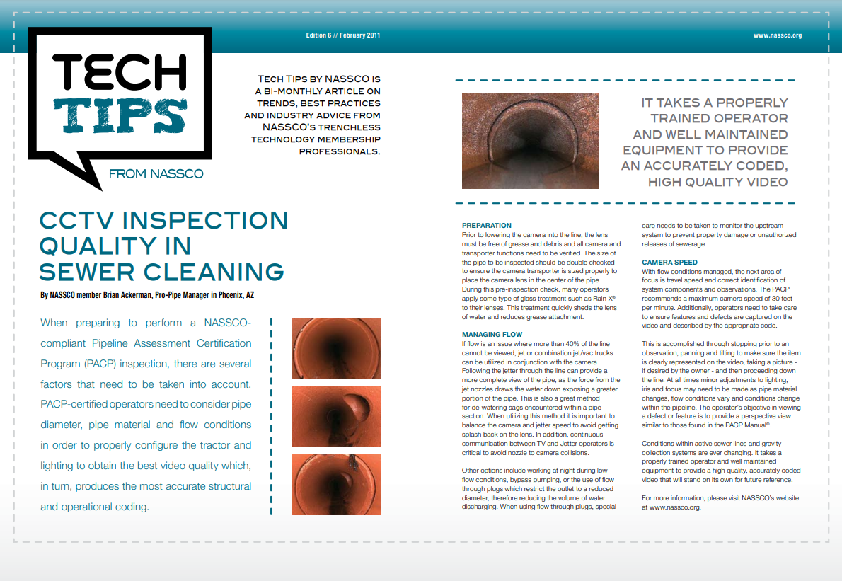 CCTV Inspection Quality in Sewer Cleaning