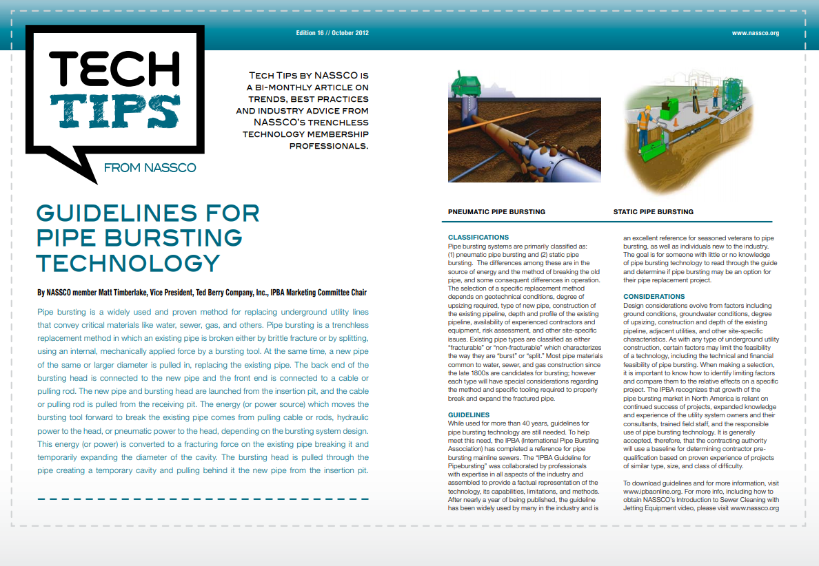 Guidelines for Pipe Bursting Technology