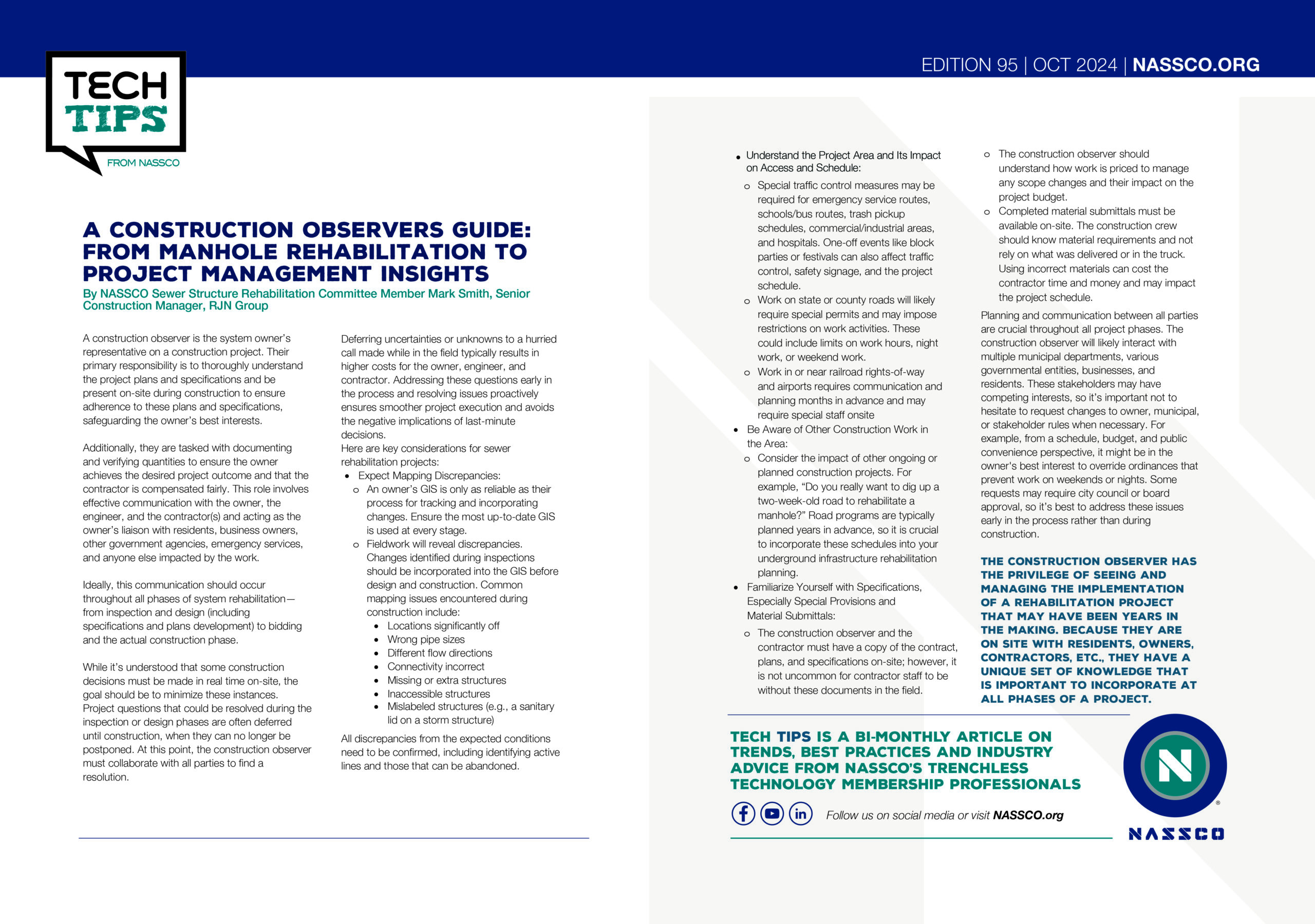 A Construction Observers Guide: From Manhole Rehabilitation to Project Management Insights