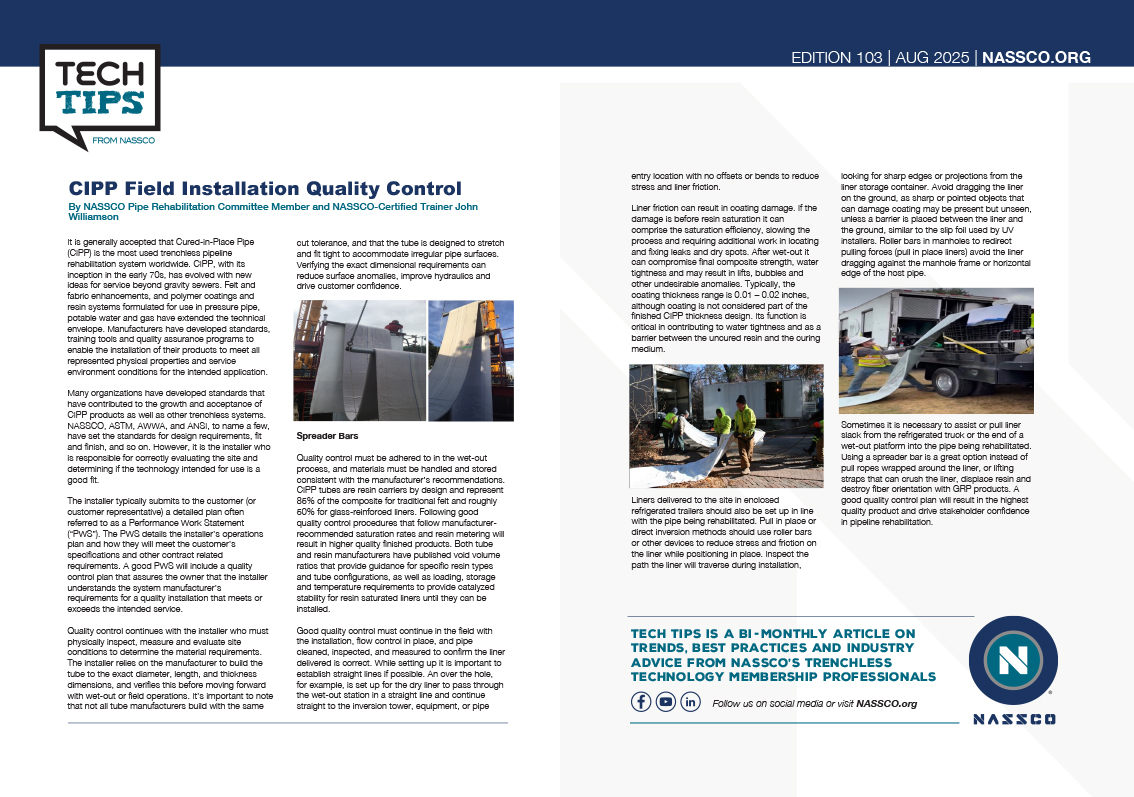 CIPP Field Installation Quality Control