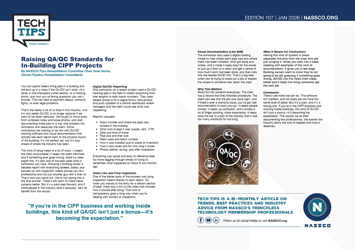 Raising QA/QC Standards for In-Building CIPP Projects